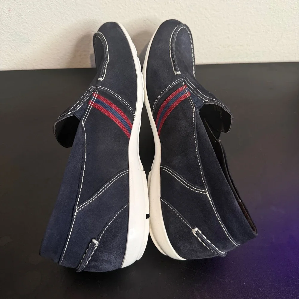 Bruno Magli Balestra Loafers Mens 11 M Navy Blue Suede Italian Slip On Shoes